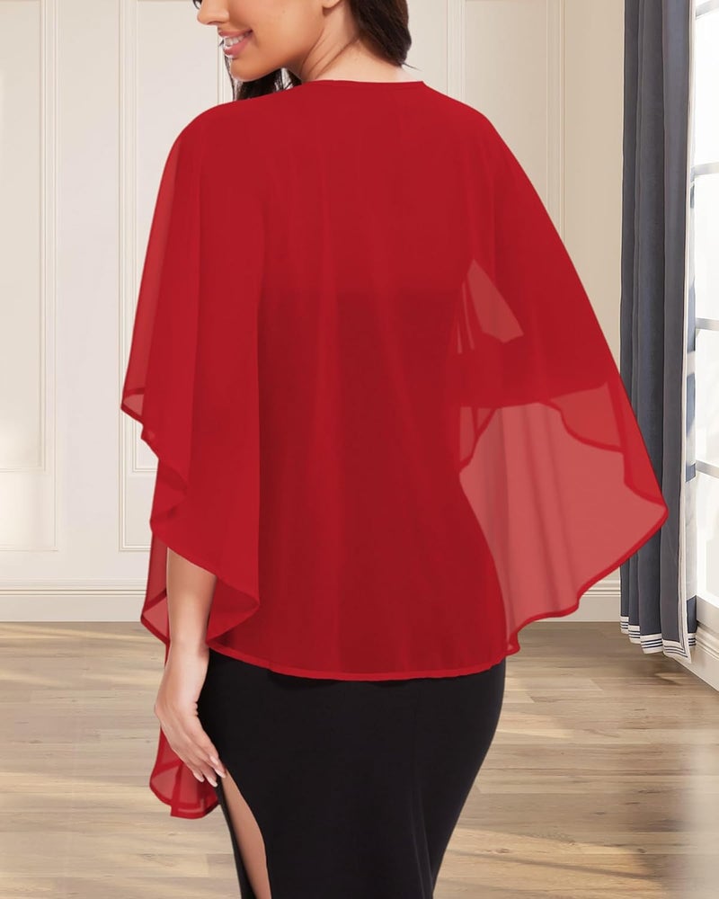 CHICGAL Shawls and Wraps for Evening Dresses Sheer Womens Chiffon Scarf Wedding Bridal Cover Up - Image 5
